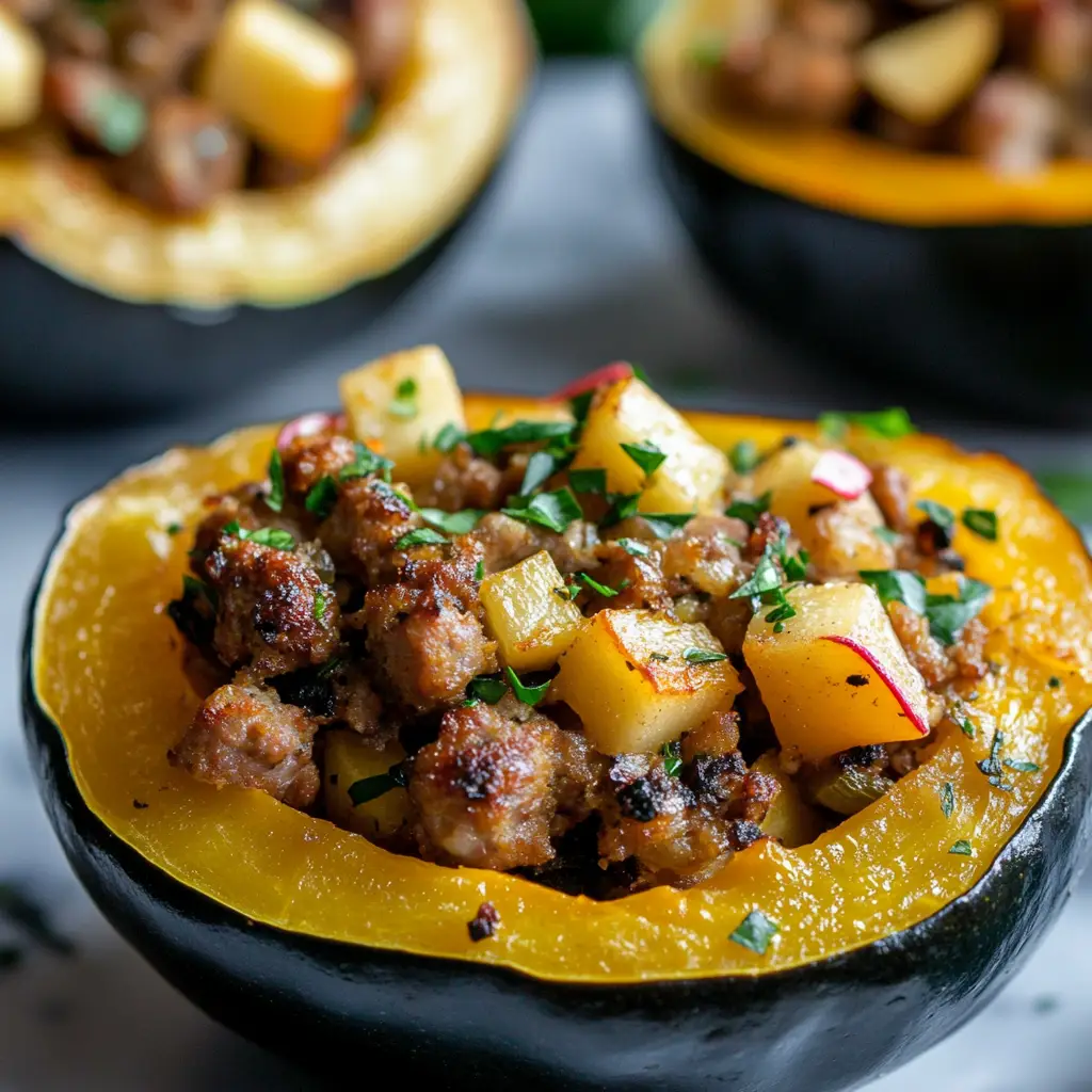 Sausage and Apple Stuffed Acorn Squash for a Cozy Meal