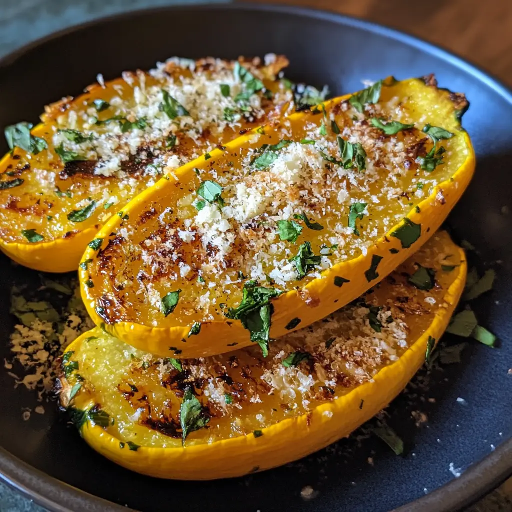 Roasted Summer Squash with Parmesan Garnished