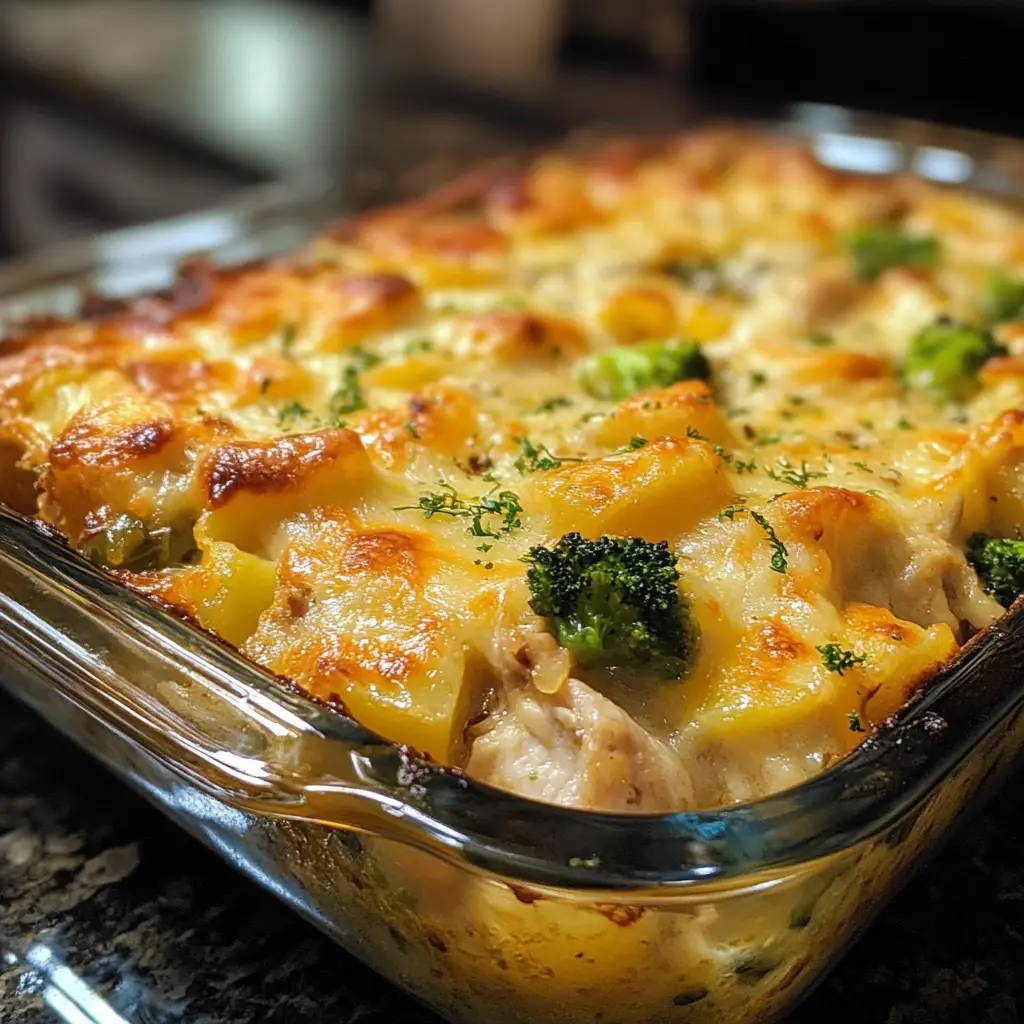 Spring Veggie Loaded Chicken Potato Casserole