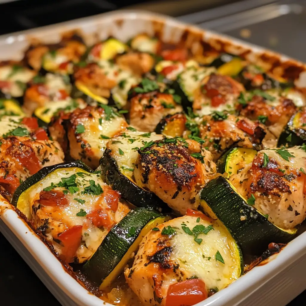 Mediterranean Chicken Zucchini Bake