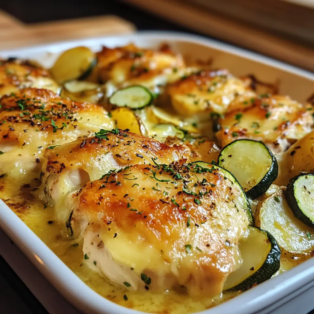 Zucchini Chicken and Potato Gratin