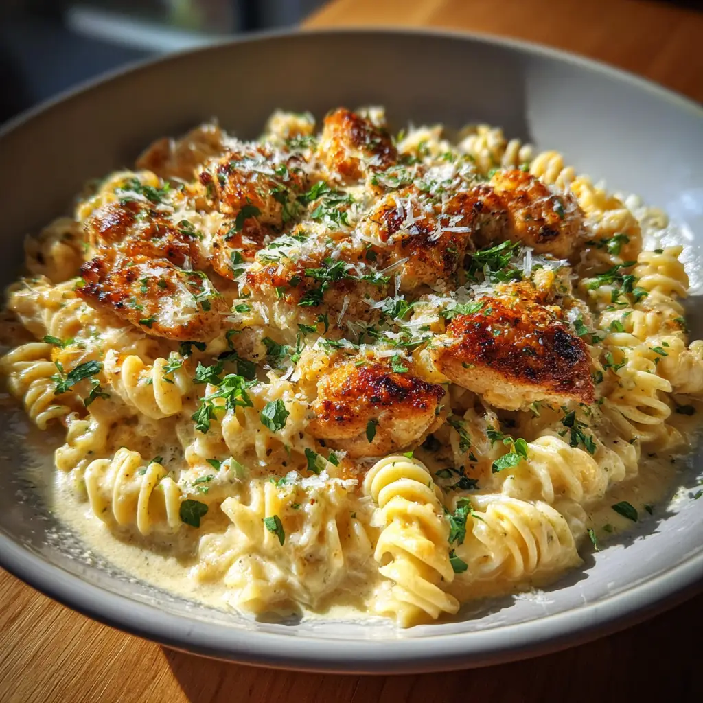 Healthy Garlic Parmesan Chicken Pasta