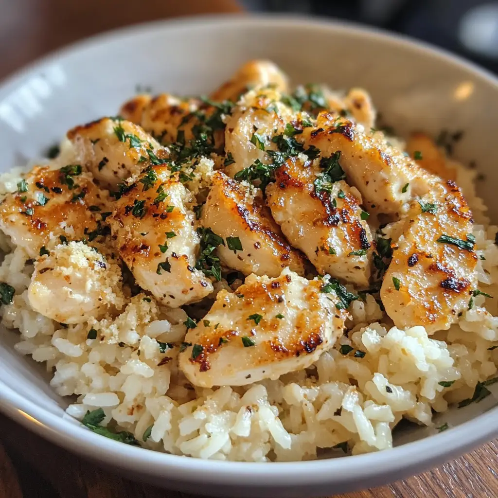 Chicken Scampi with Garlic Parmesan Rice