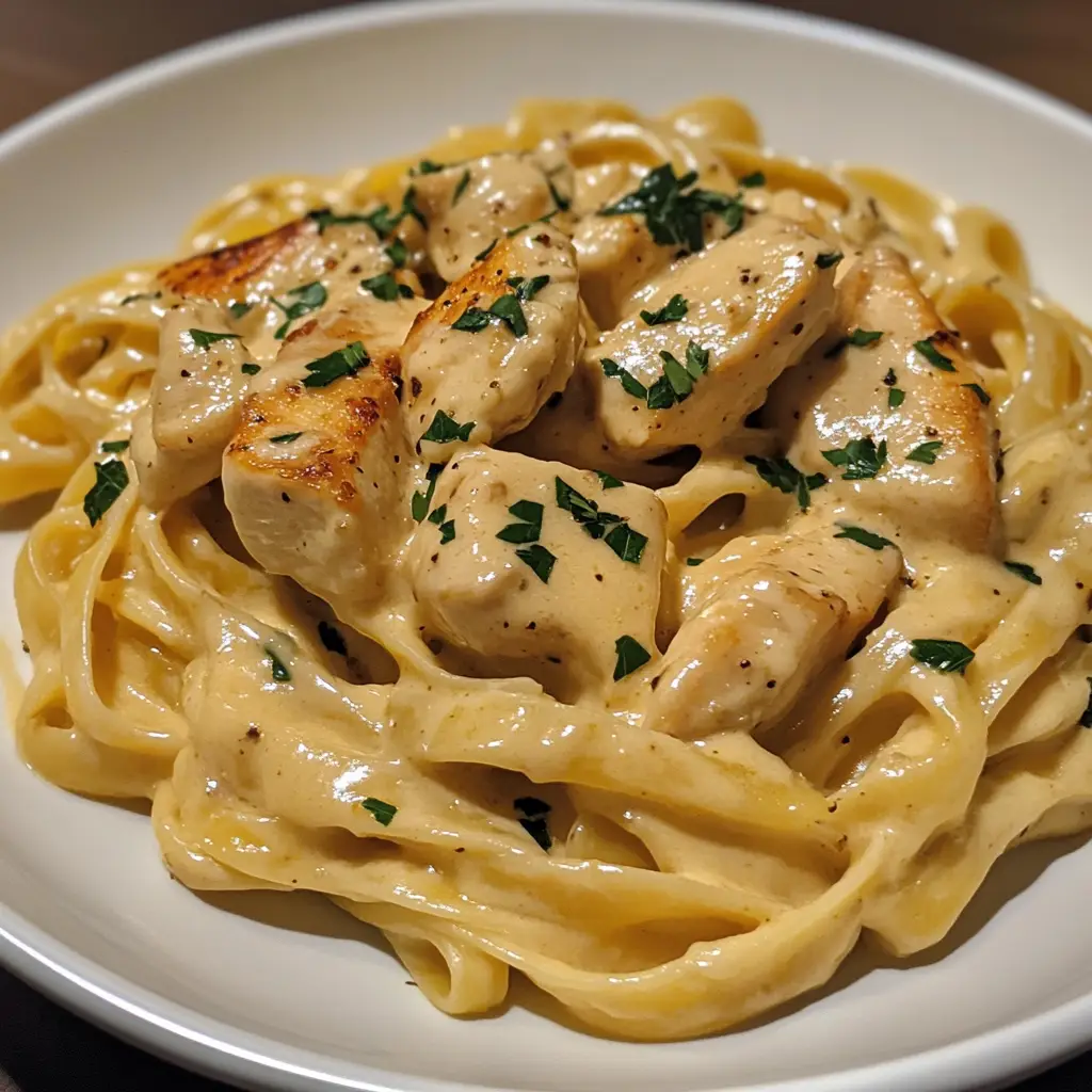 Creamy Velveeta Chicken Fettuccine with Garlic Cheese Sauce
