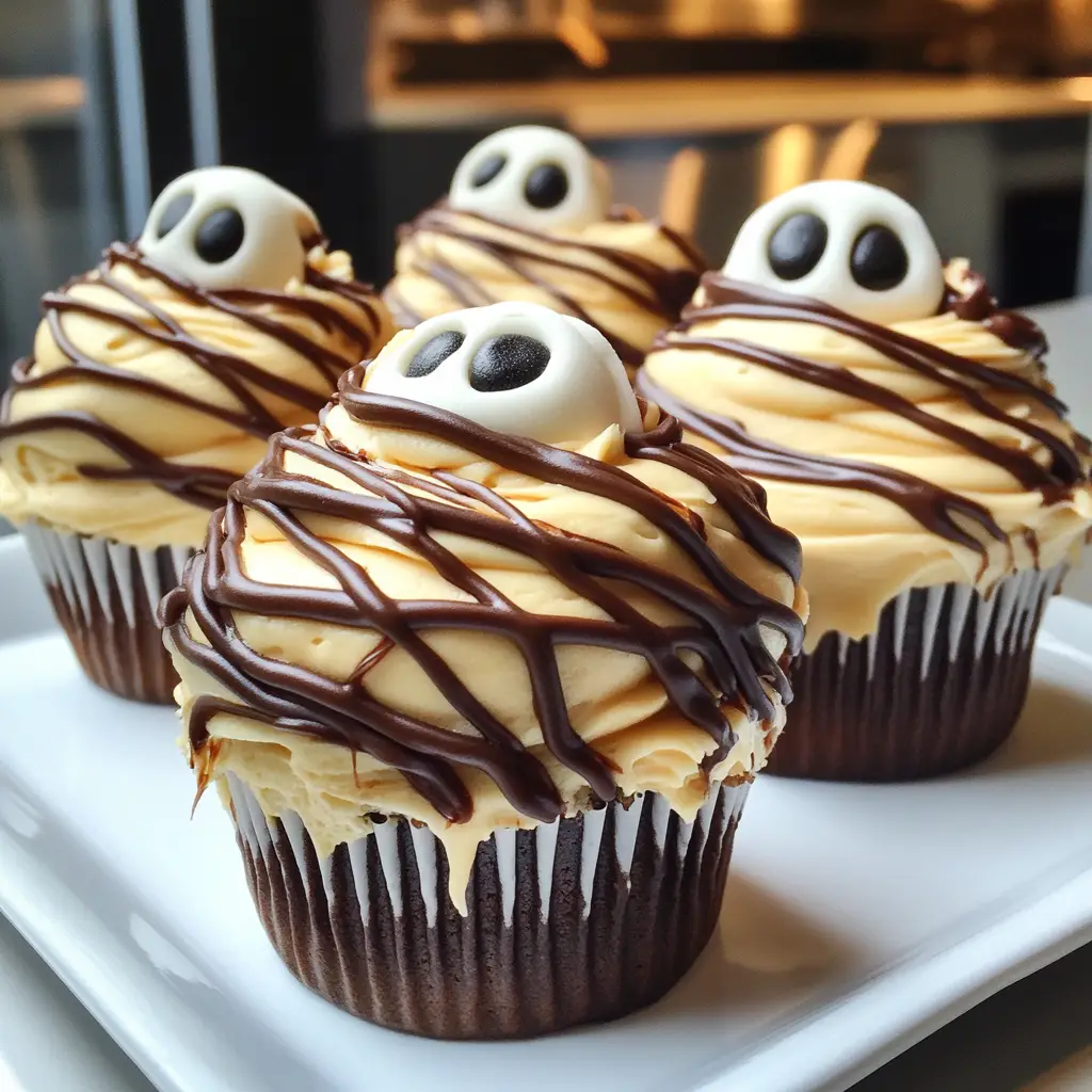 Mummy Cupcakes with Marshmallow Wraps