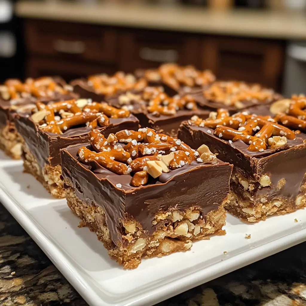 Peanut Butter Chocolate Pretzel Bars