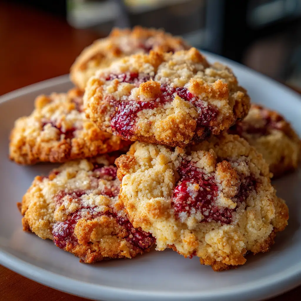 Buttery Raspberry Crumble Cookies