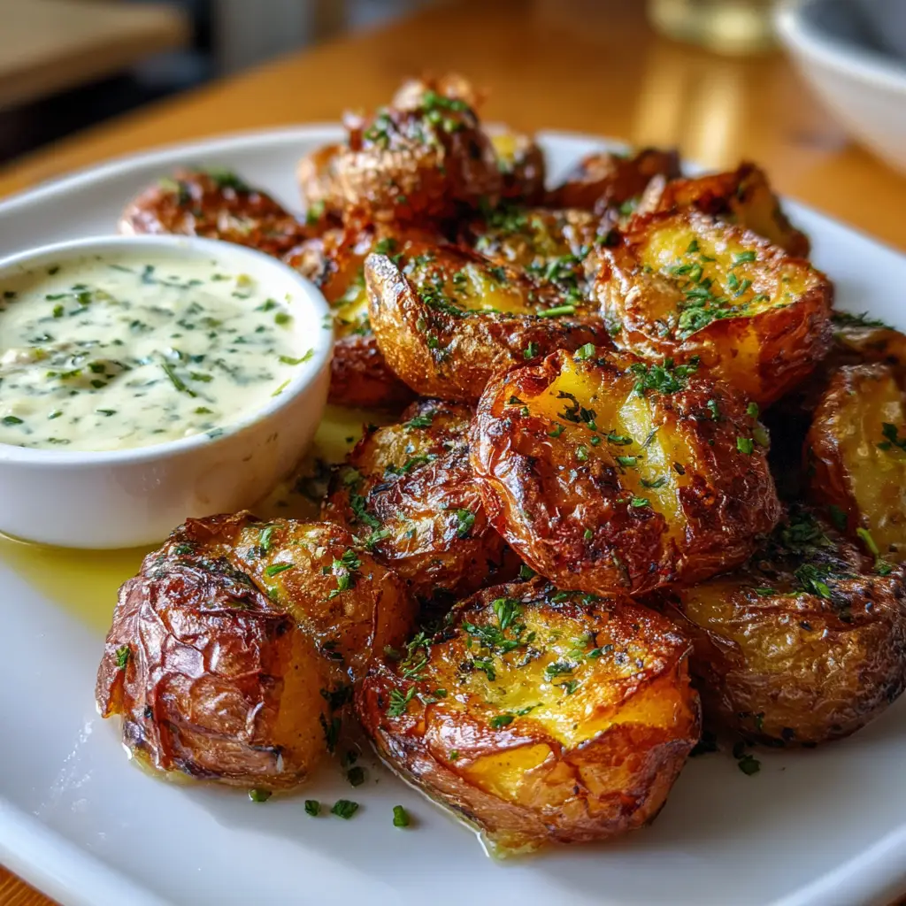 Crispy Smashed Potatoes with Garlic Aioli