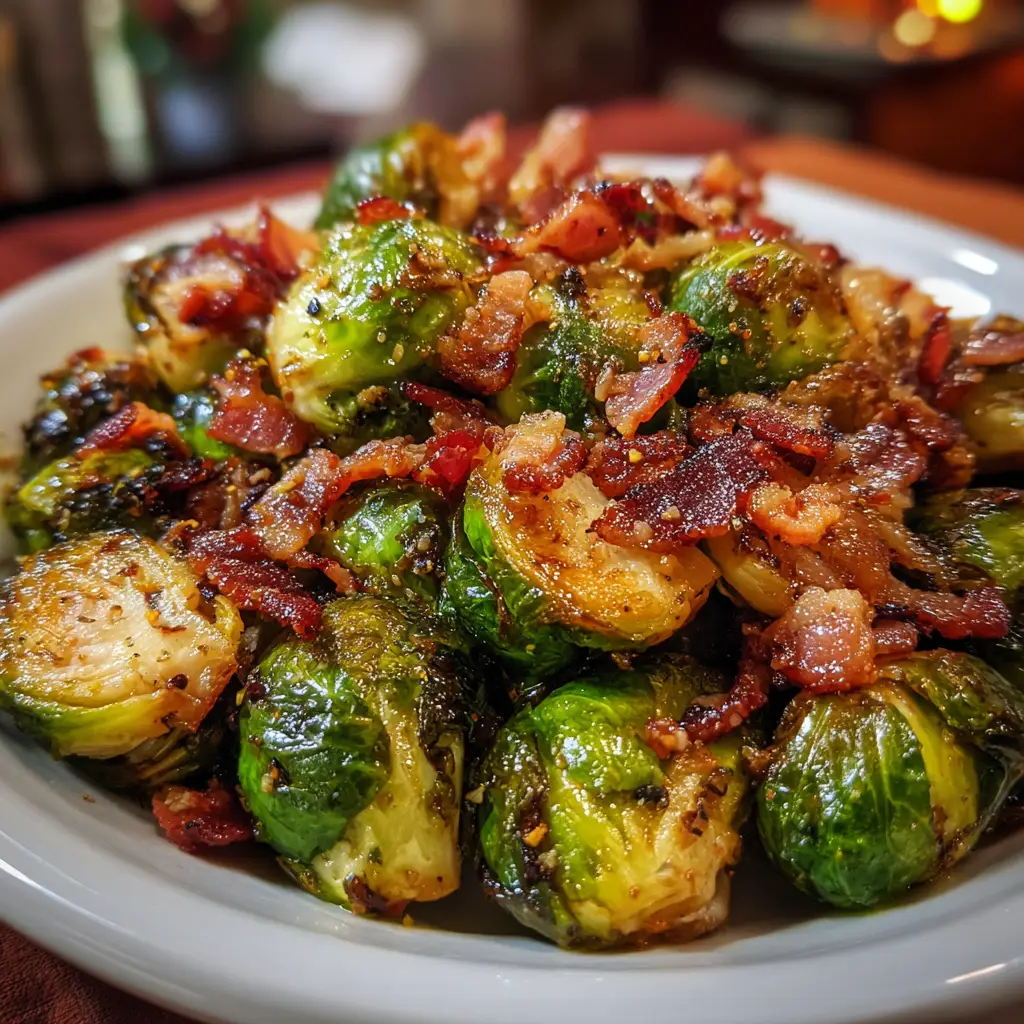 Spicy Maple Bacon Brussels Sprouts