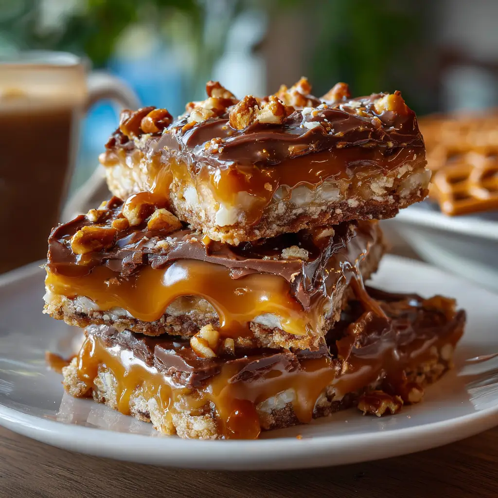 No-Bake Salted Caramel Pretzel Bars