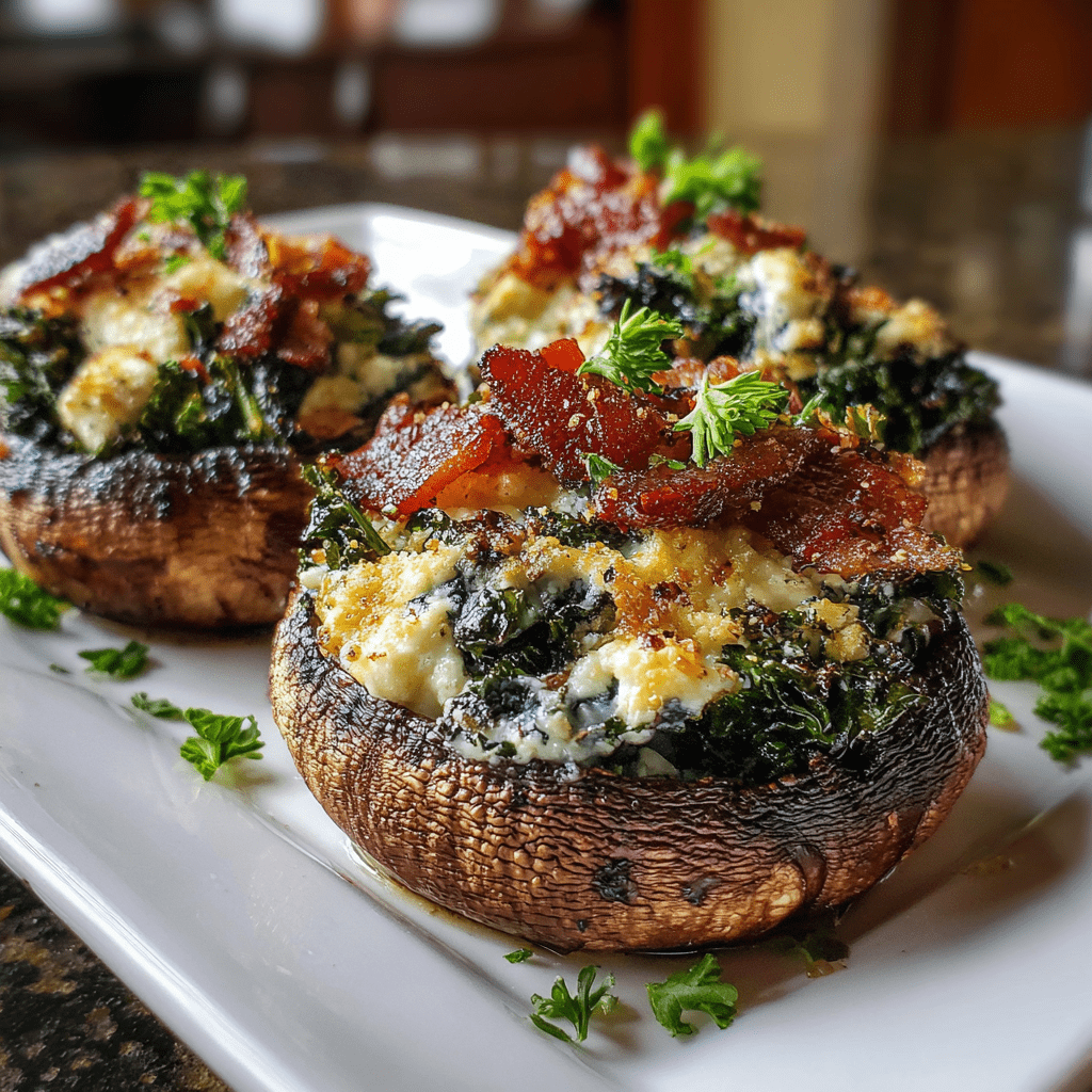 Bacon, Kale & Feta Stuffed Portobello Mushrooms: A Delicious Delight!