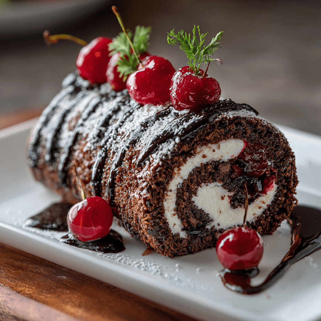 Elegant Black Forest Cake Roll: Indulge in Luxury Today!