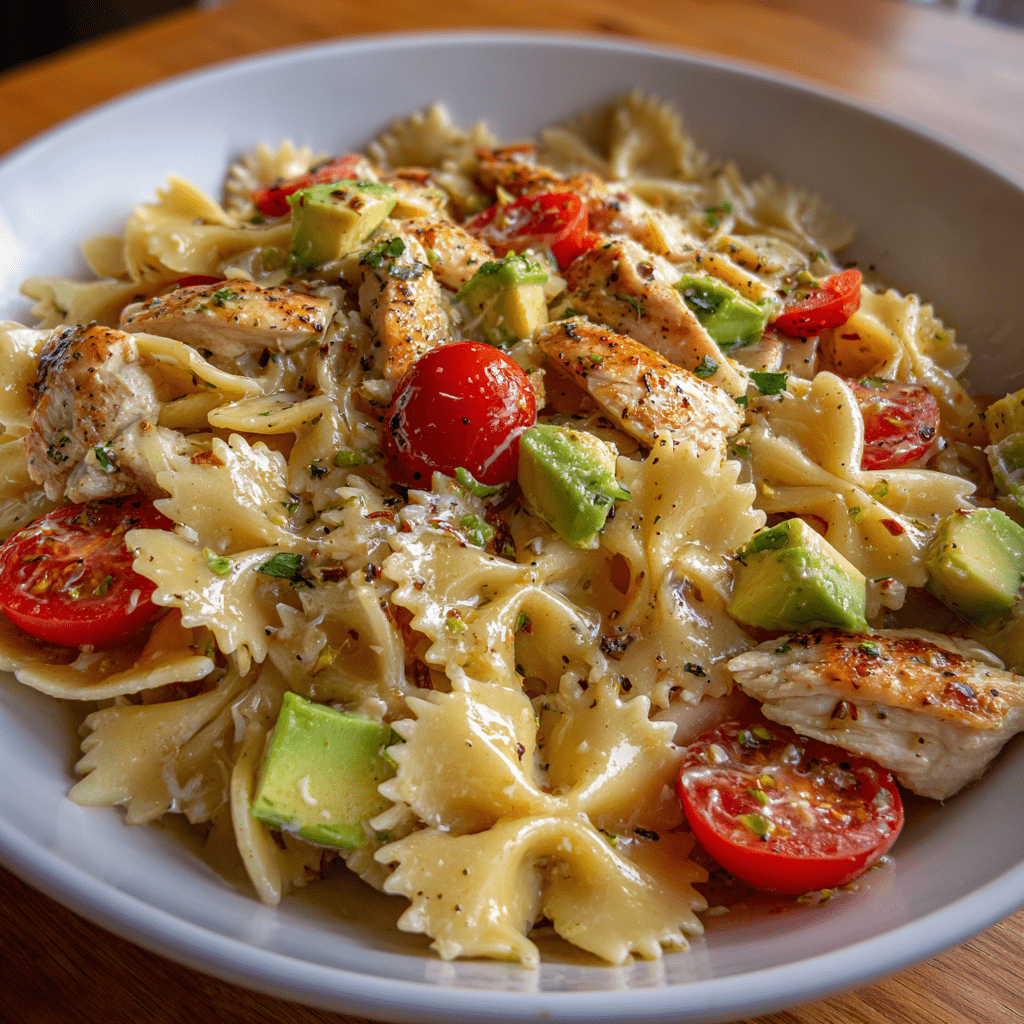 Healthy Chicken Pasta Salad with Avocado Tomato for a Fresh Twist!