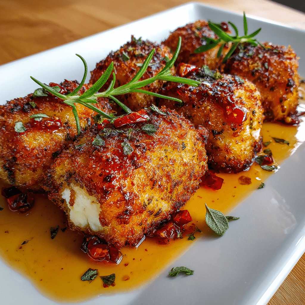 Oven Fried Feta Rolls with Chili Honey You’ll Love!