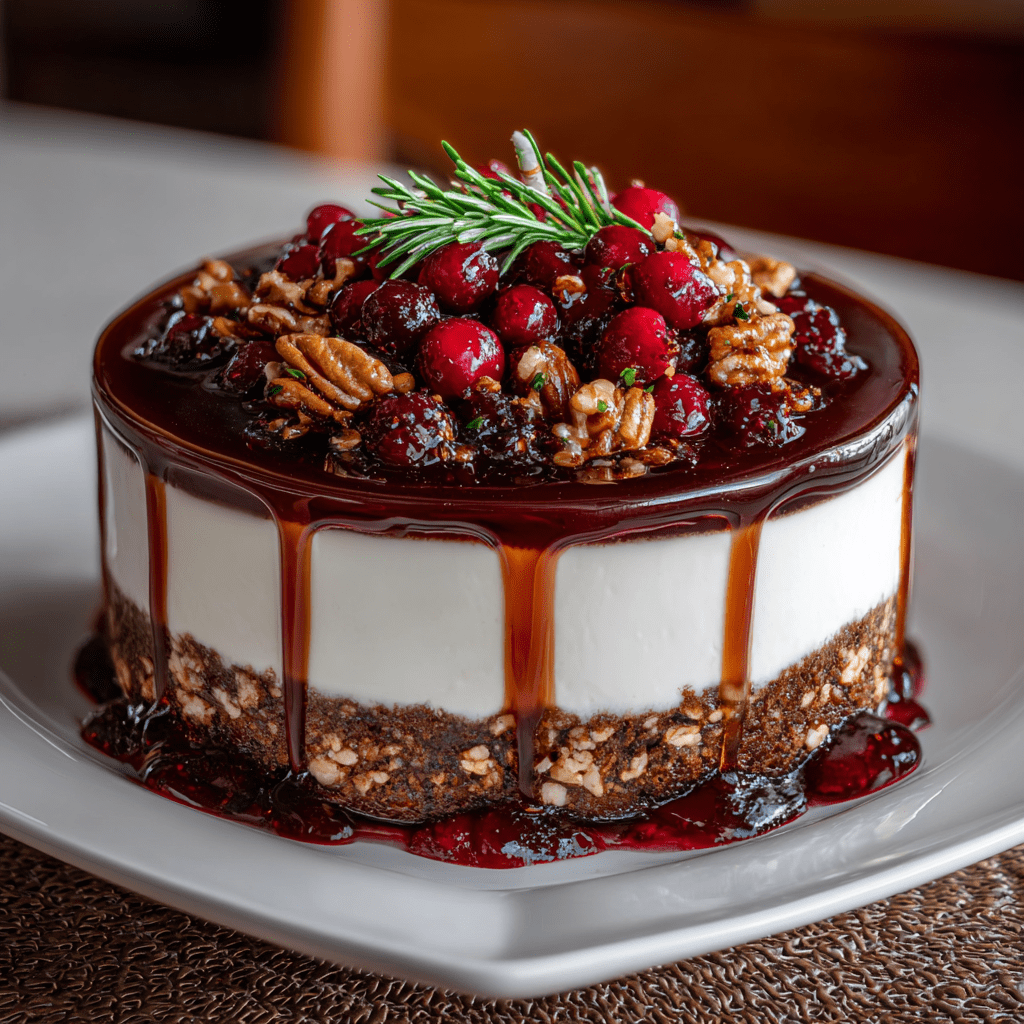 Baileys Chocolate Cheesecake Trifle with Cranberry Sauce &amp; Pecans is a festive delight!
