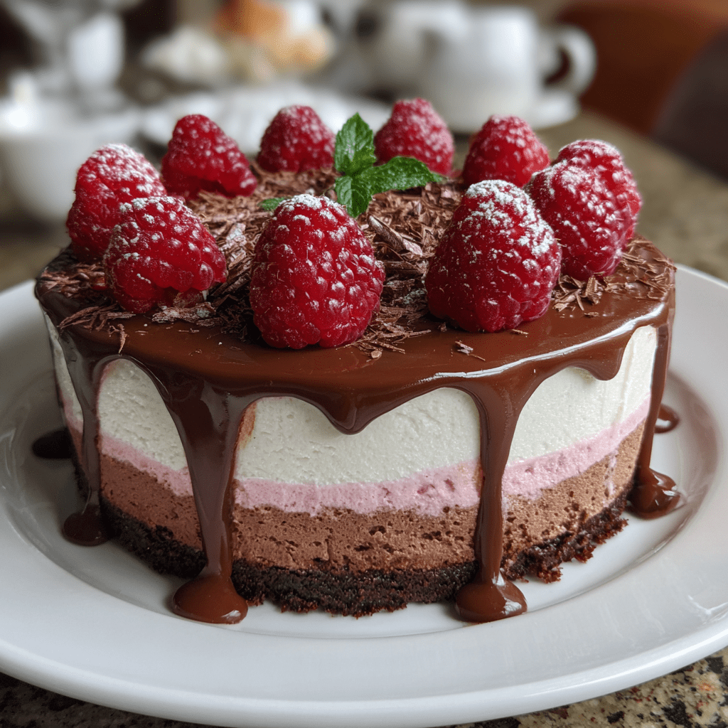 Indulge in Heavenly Raspberry Chocolate Mousse Cake Today!