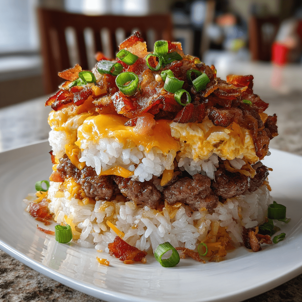 Bacon Cheeseburger Rice Stack: A Flavor Explosion!