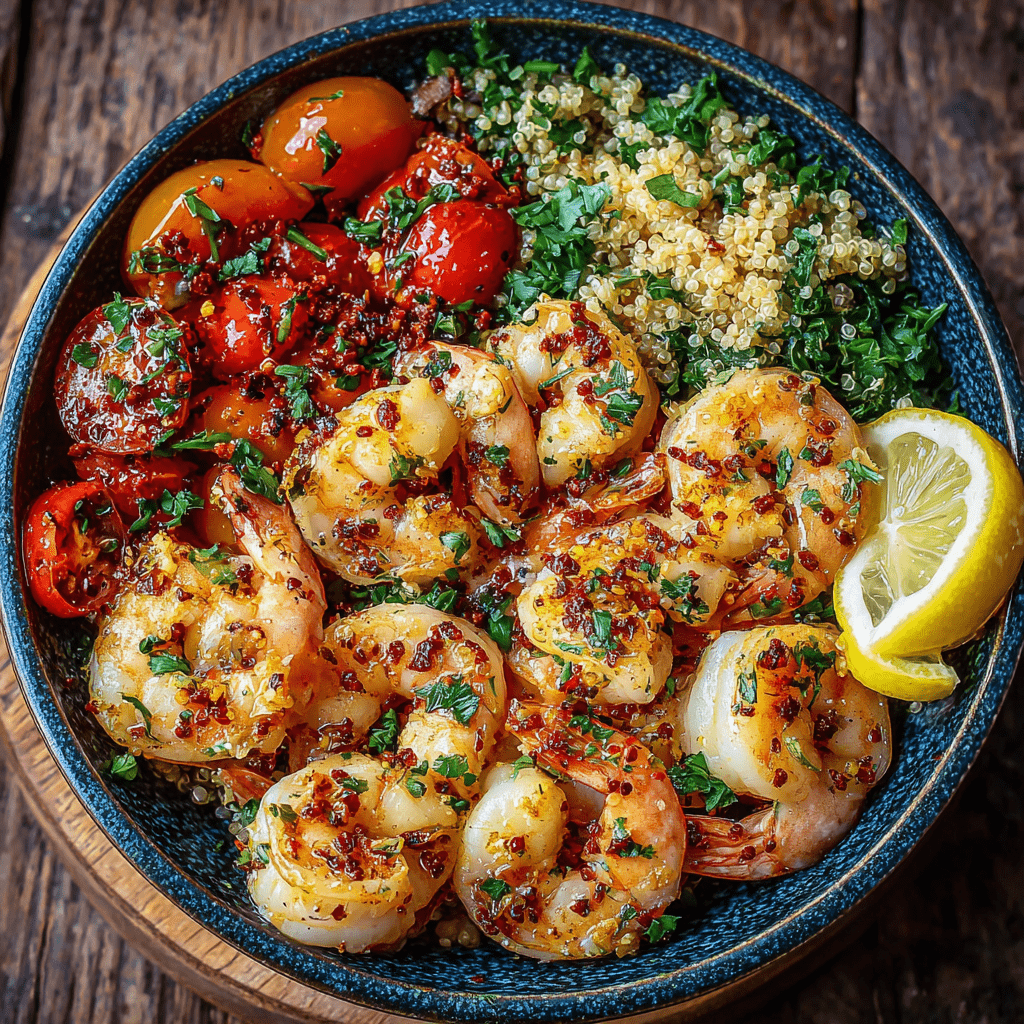 Vibrant Zesty Shrimp Scampi Nourish Bowl is a Must-Try!