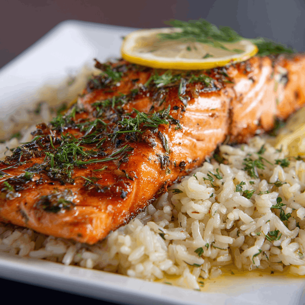 Mediterranean Salmon Lemon Rice: A Flavor-Packed Delight!