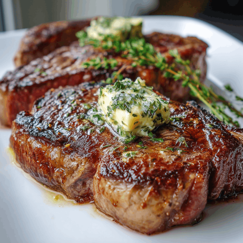 Ribeye Steak with Garlic-Thyme Butter: A Savory Delight!