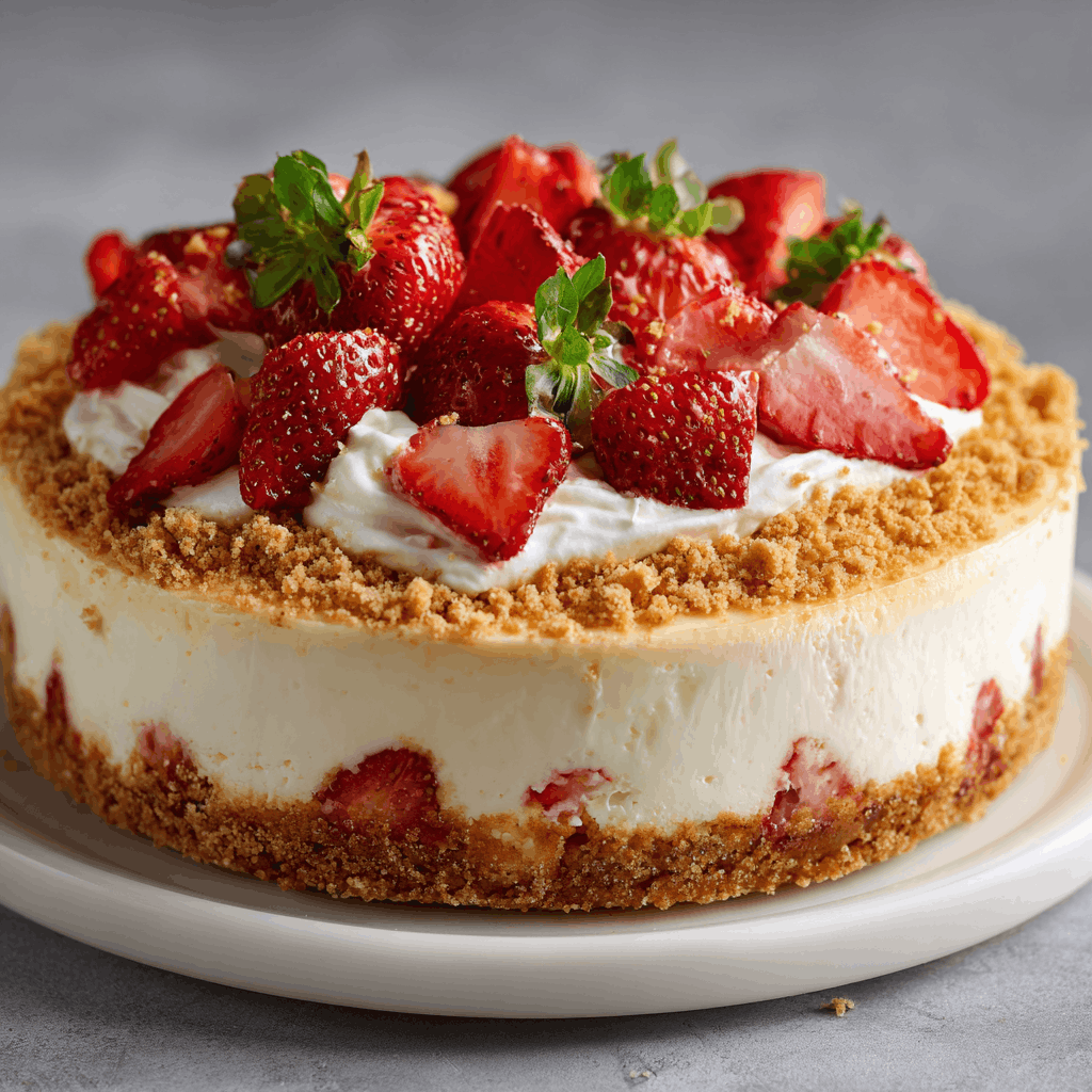 Strawberries and Cream Dream Layer Cheesecake Cake Delight!