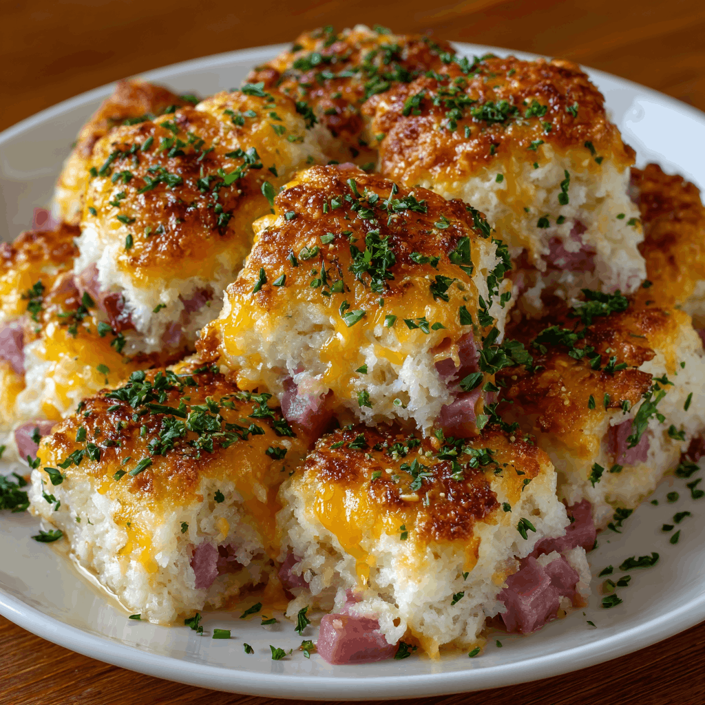 Ham and Cheese Butter Swim Biscuits for a Savory Treat