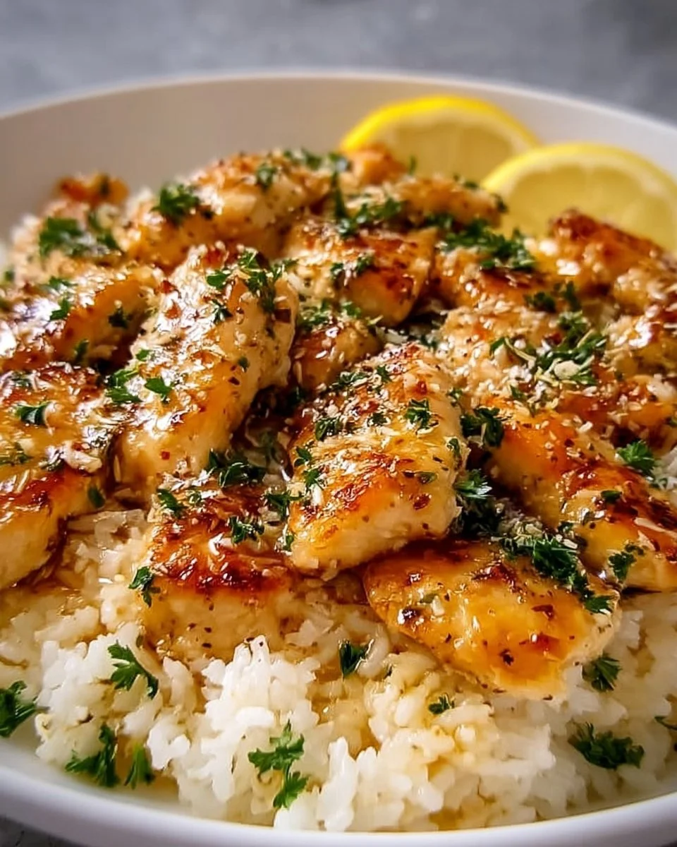 Chicken Scampi with Garlic Parmesan Rice