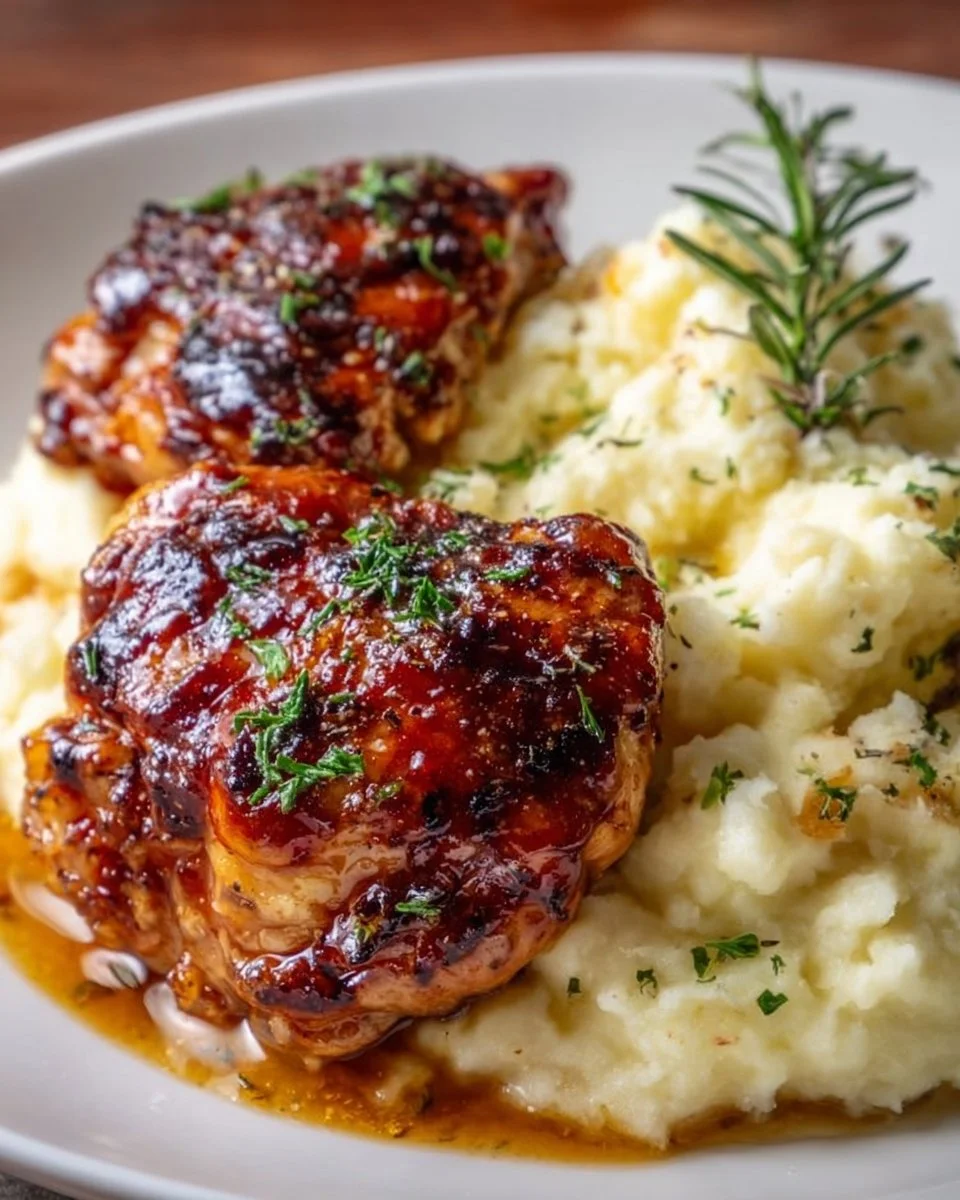 Chipotle Honey Chicken Thighs with Smoked Gouda Mashed Potatoes