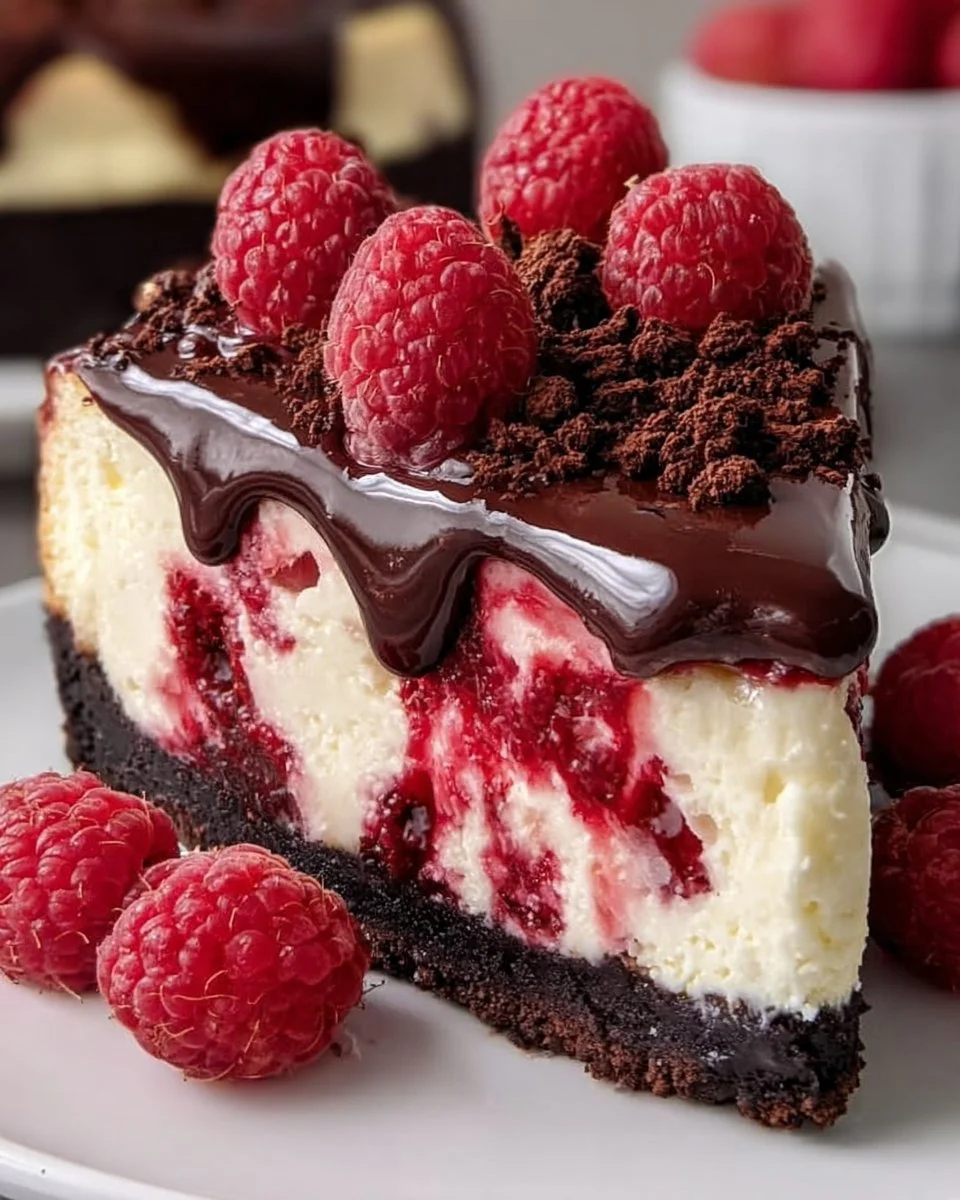Dark Chocolate Raspberry Cheesecake