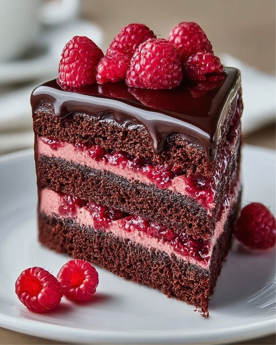 Dark Chocolate Raspberry Mousse Cake Recipe