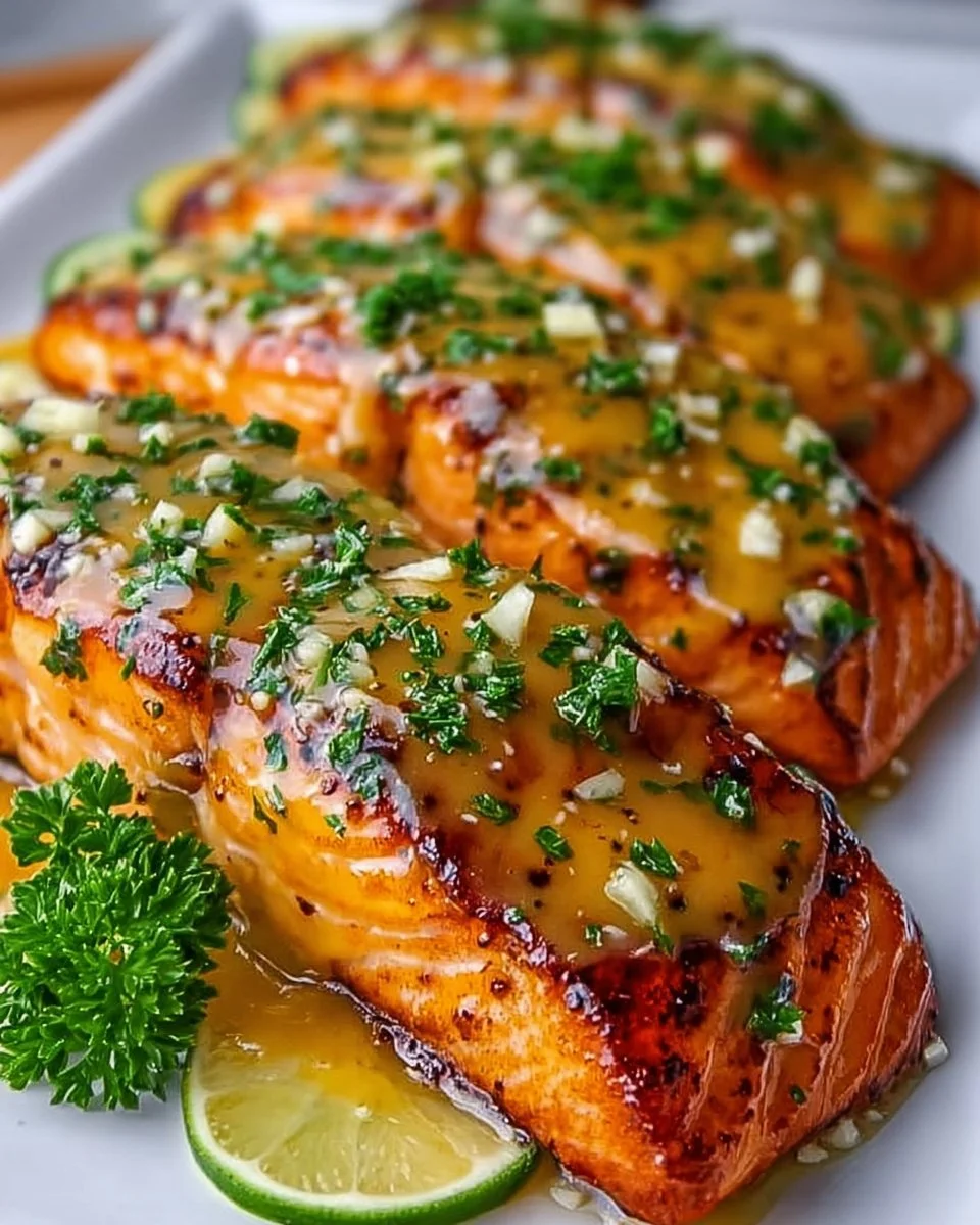 Honey-Lime Garlic Butter Baked Salmon