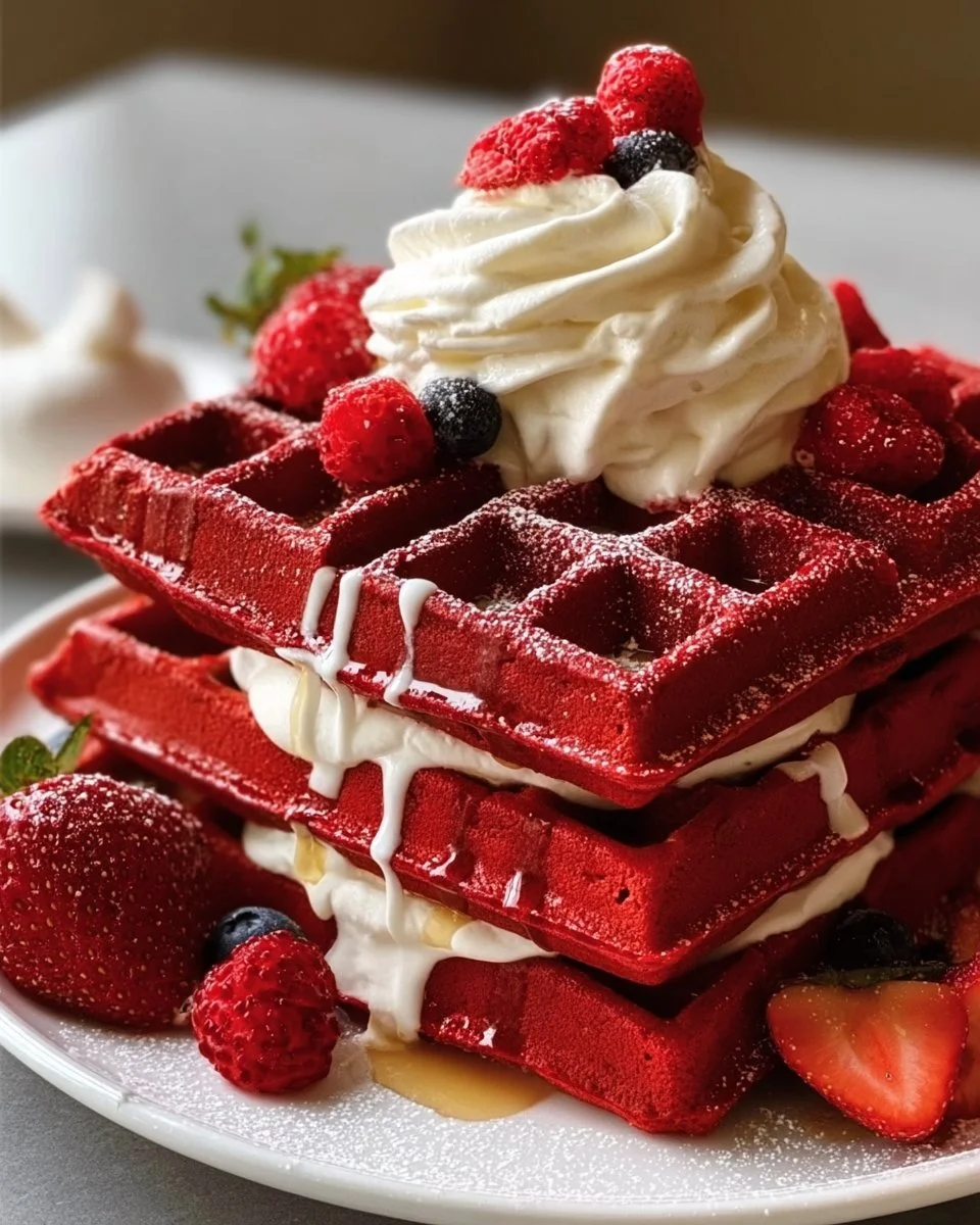 Irresistibly Fluffy Red Velvet Waffles With Cake Mix Delight