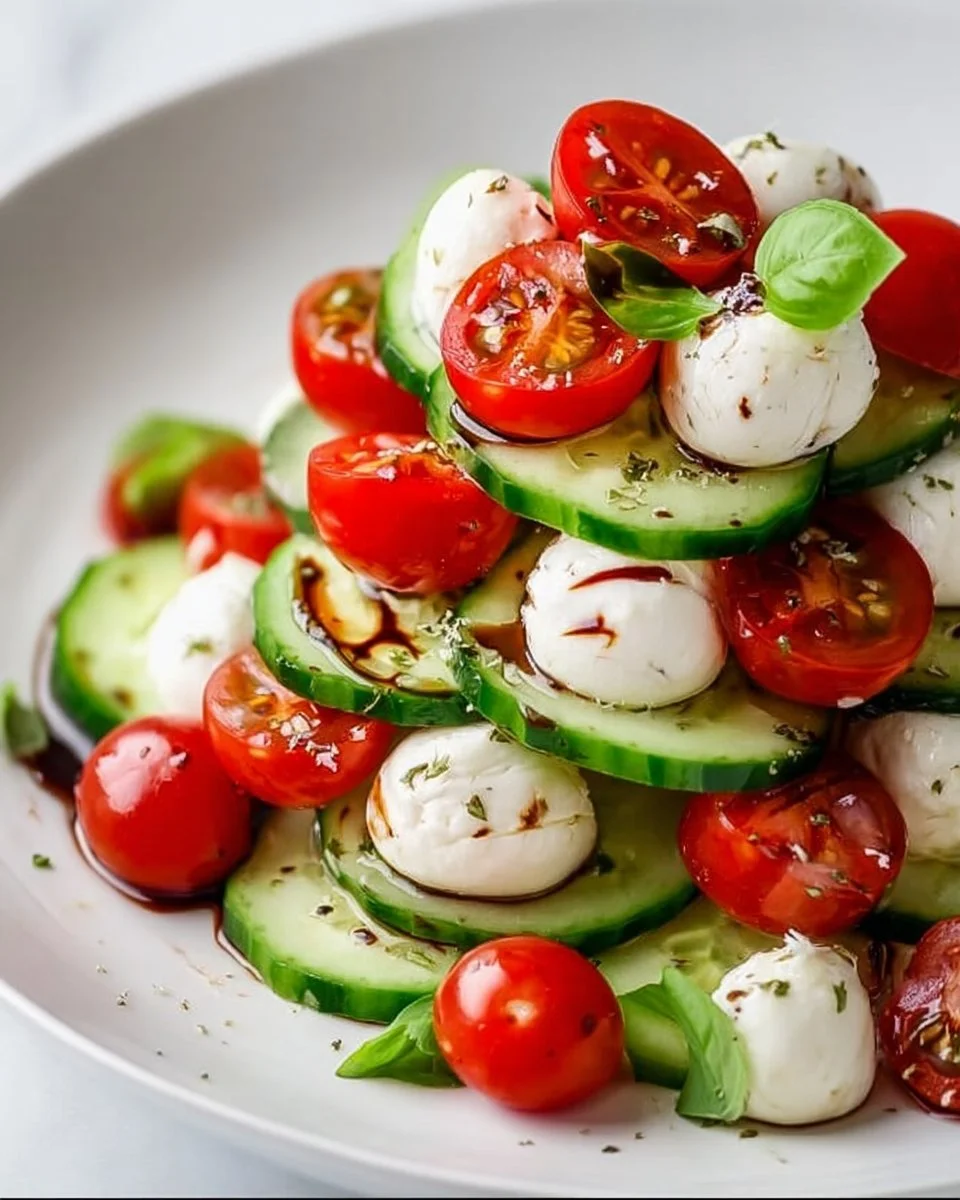 Juicy Cucumber Caprese Salad