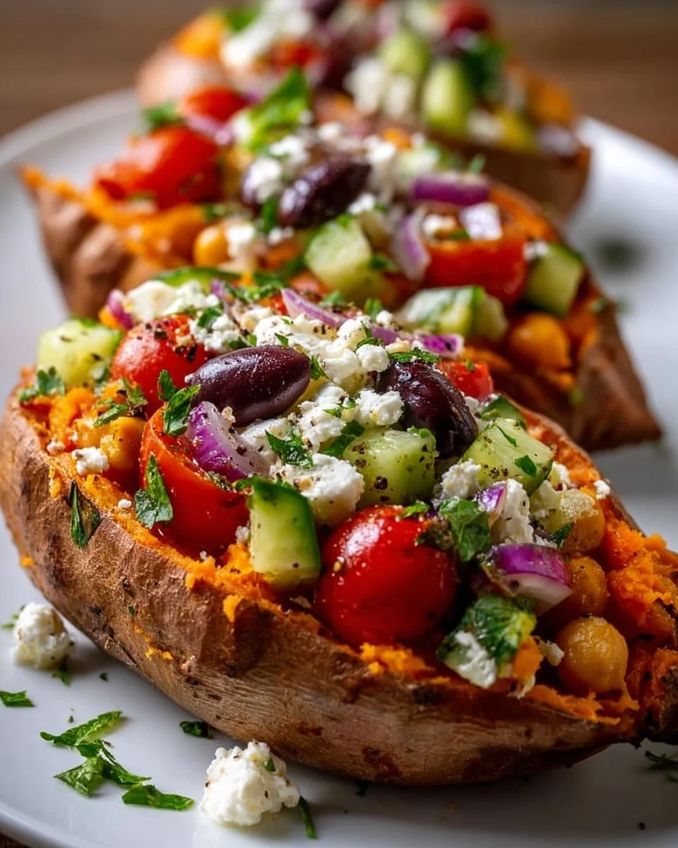 Mediterranean Stuffed Sweet Potatoes