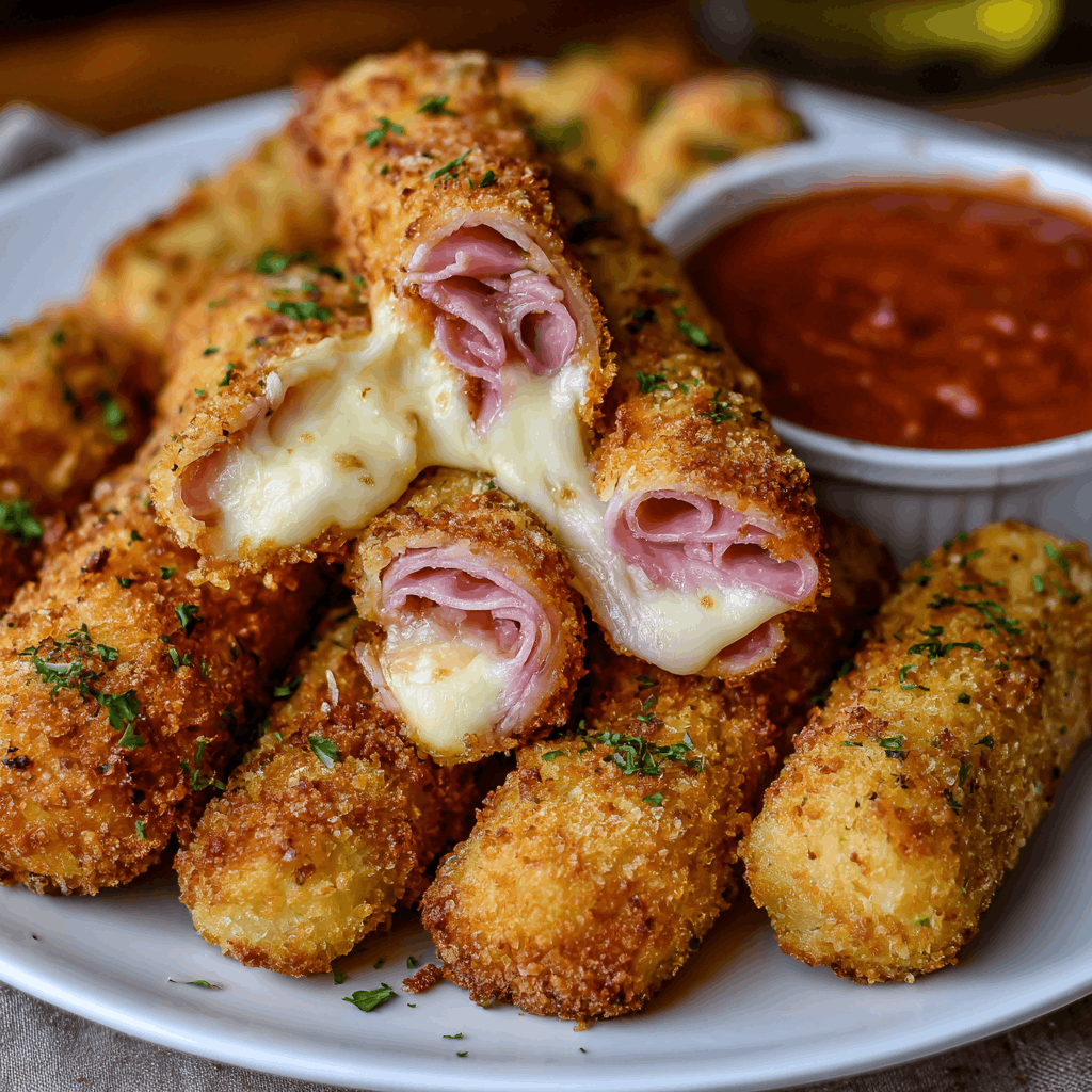 Baked Ham &amp; Cheese Mozzarella Sticks: A Crispy Delight!