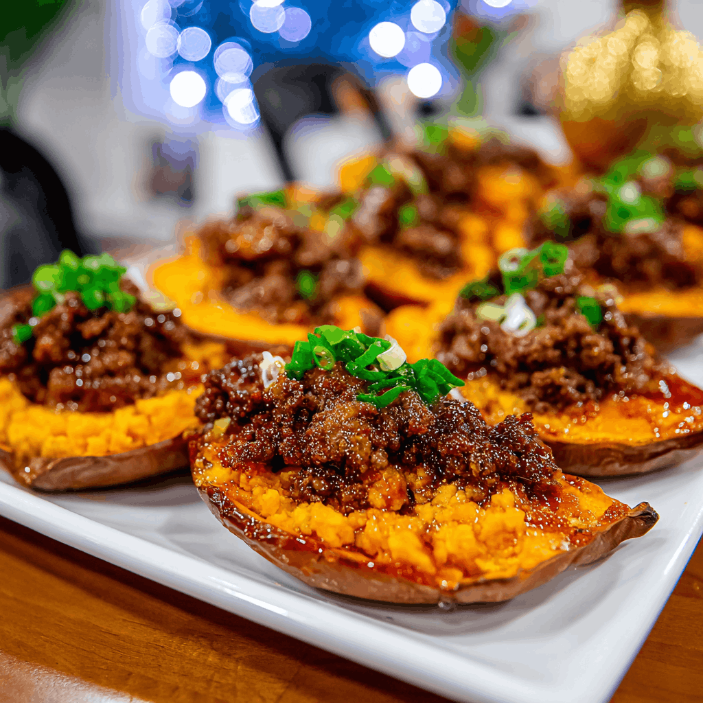 Hot Honey Beef &amp; Sweet Potato Boats for Tasty Meals