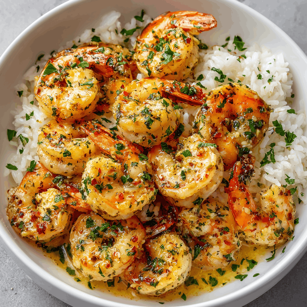 Lemon Butter Shrimp Bowl with Garlic Sauce