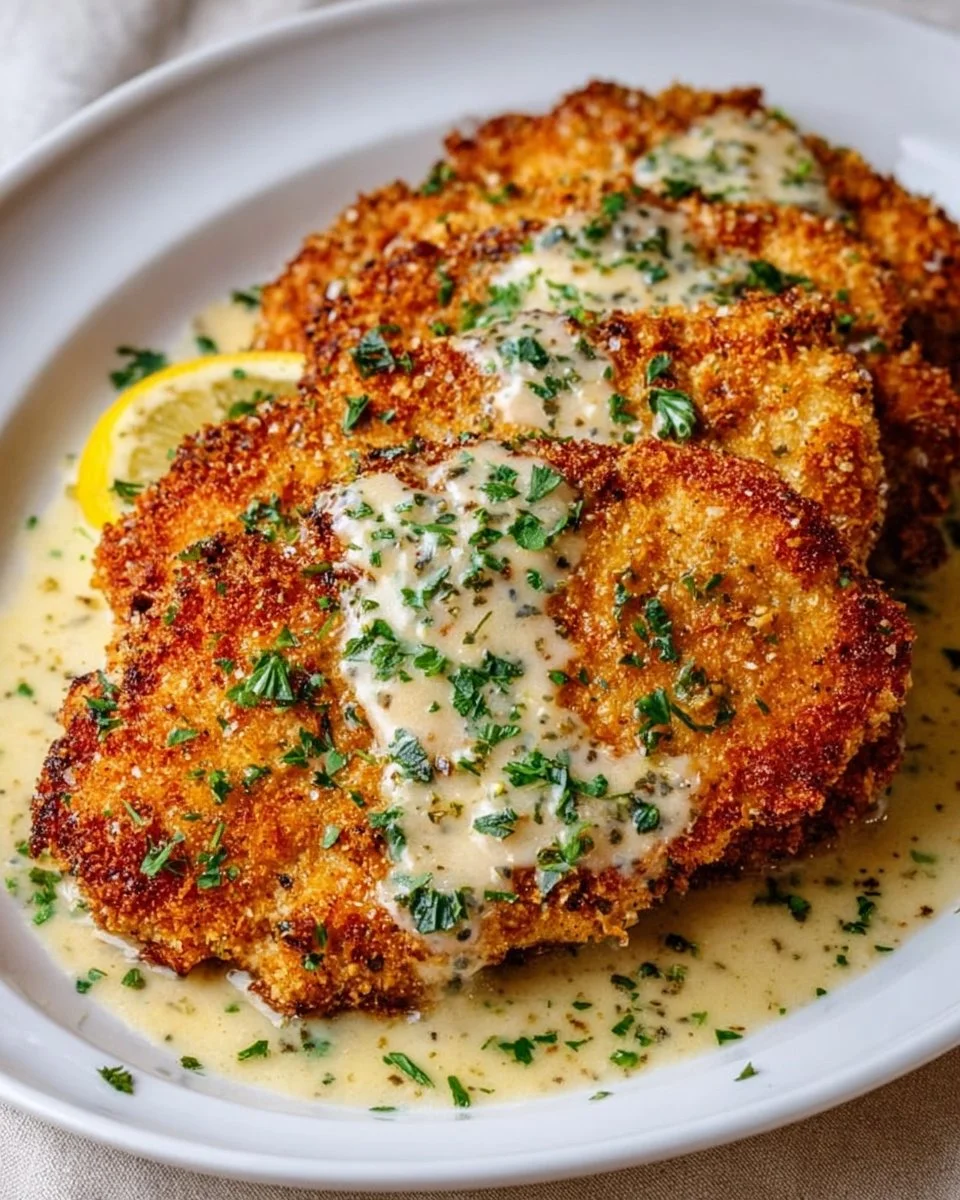Parmesan Crusted Chicken with Creamy Garlic Sauce – Easy Family Dinner Recipe