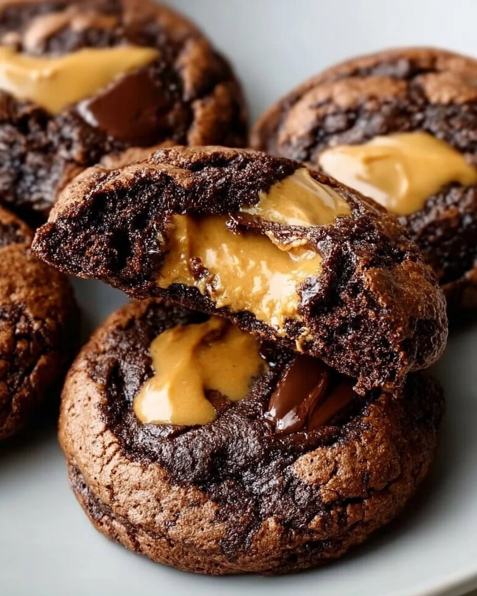 Peanut Butter Filled Brownie Cookies
