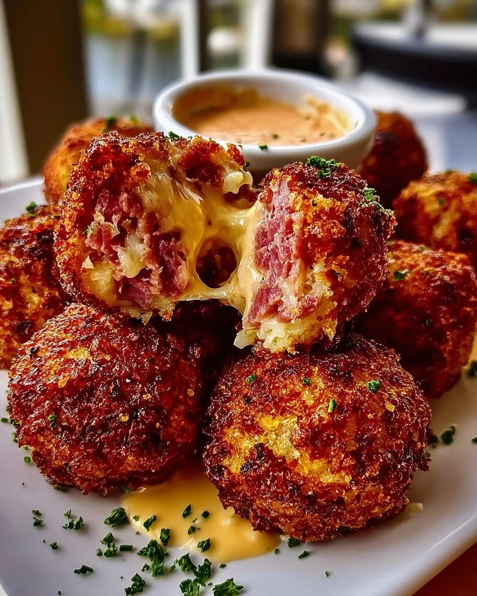 Reuben Balls with Spicy Thousand Island Dipping Sauce