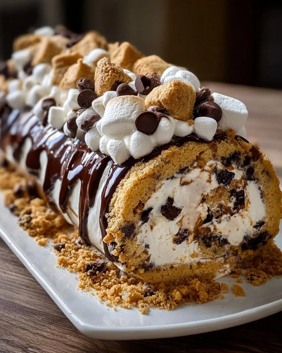 S’mores Explosion Cookie Dough Ice Cream Roll