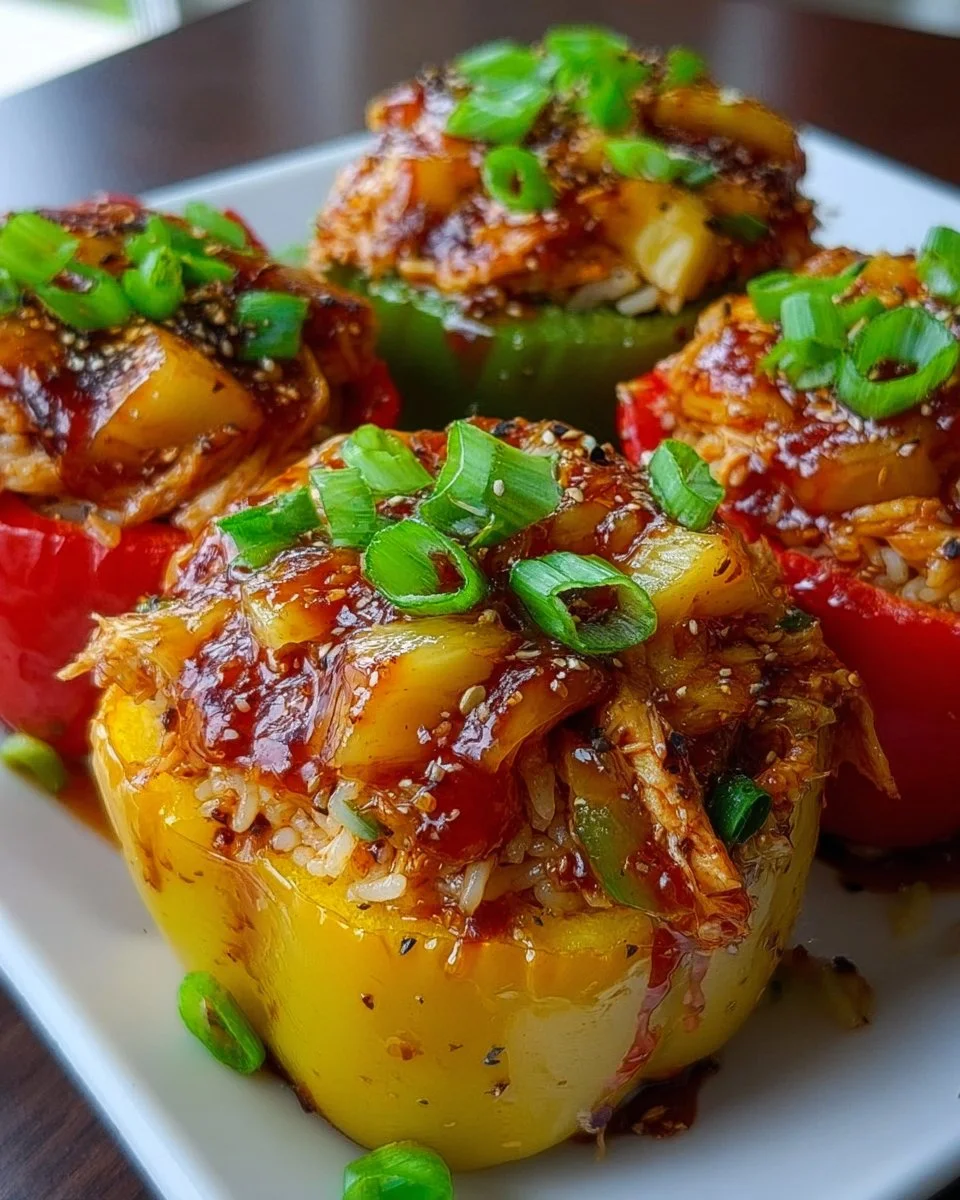Teriyaki Pineapple Chicken Stuffed Peppers
