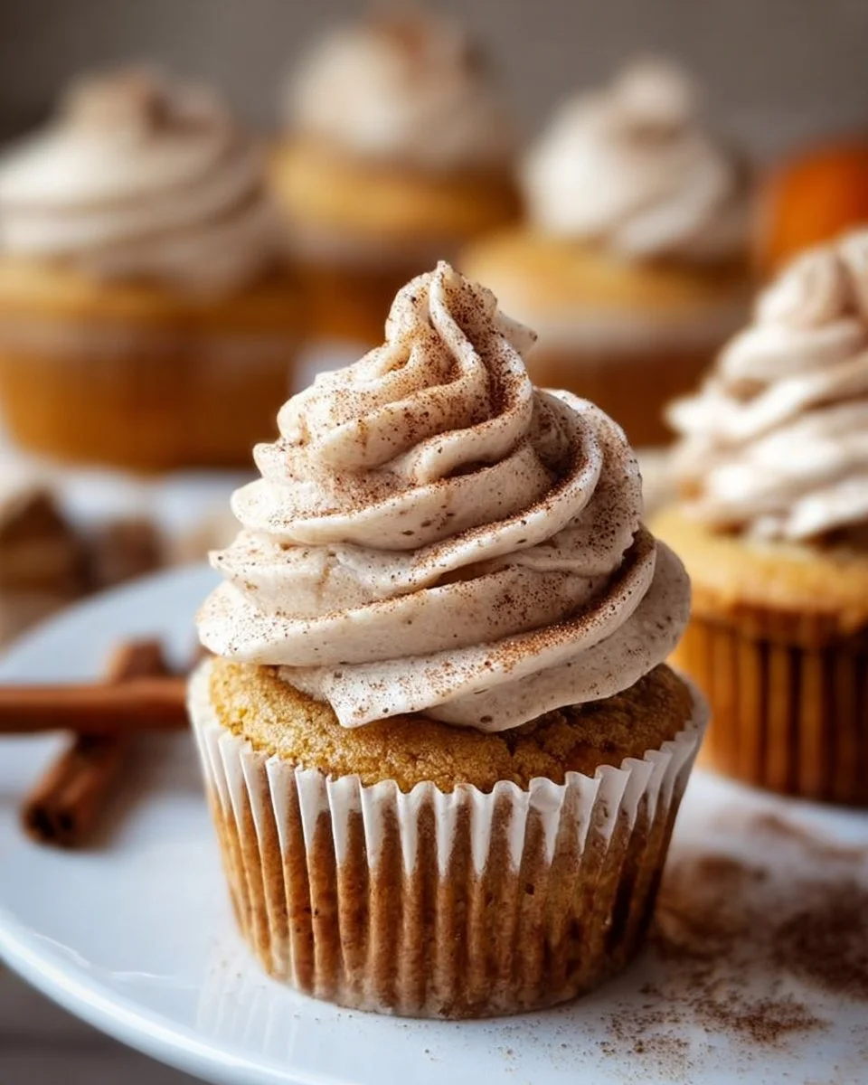 Vanilla Chai Pumpkin Latte Cupcakes with Cinnamon Frosting