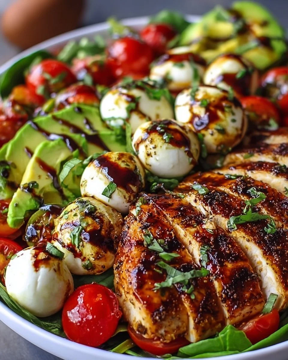 Baked Marinated Chicken Salad with Mozzarella and Balsamic Vinaigrette