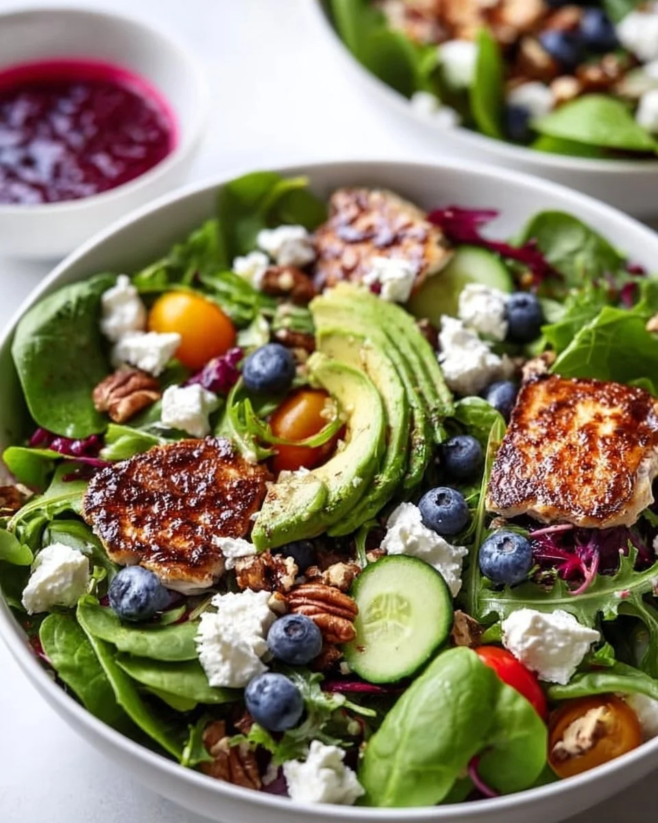 Colorful Easter Spring Salad topped with Goat Cheese and fresh spring vegetables