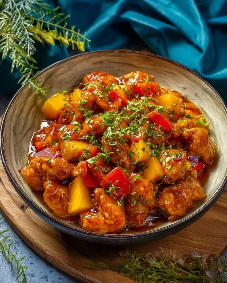 Delicious mango chicken stir fry with vibrant colors and fresh ingredients.