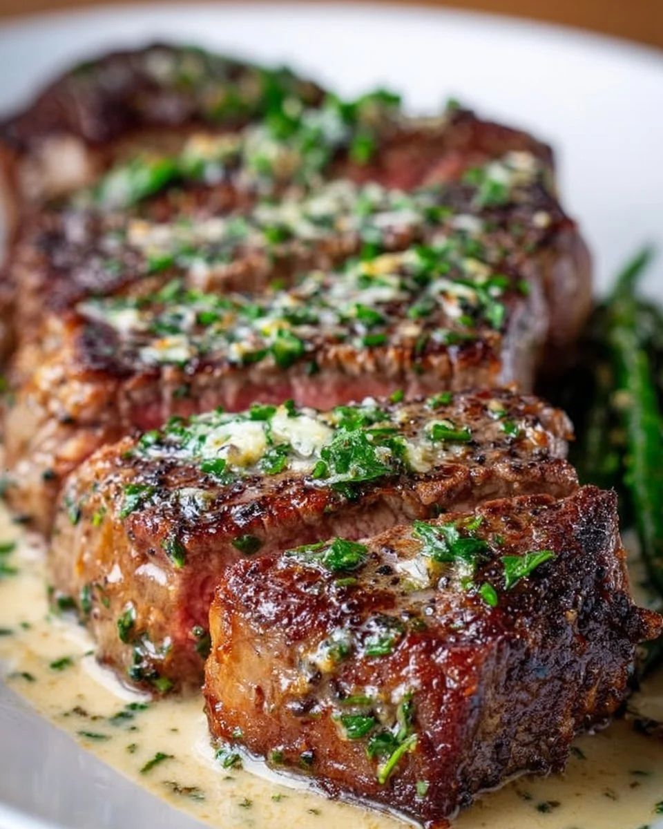 Delicious Garlic Butter Steak with creamy Parmesan sauce