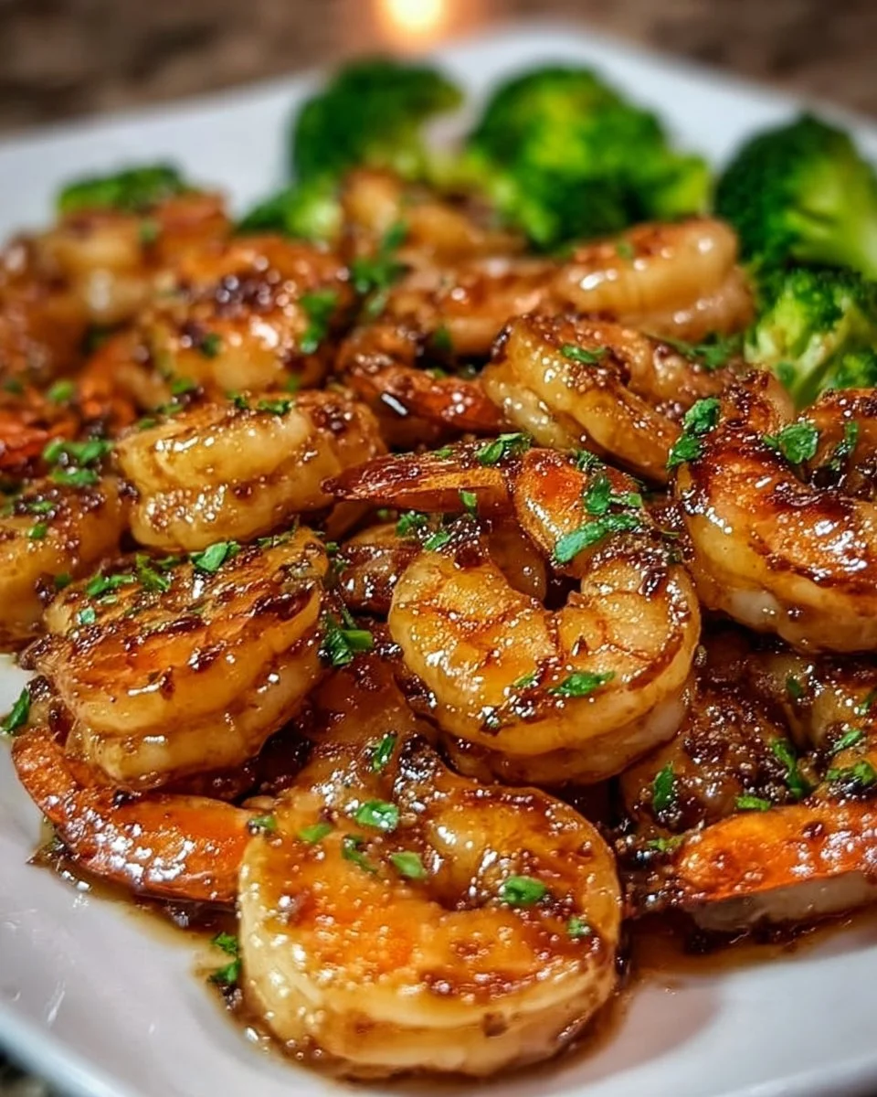 High-protein honey garlic shrimp served with vegetables