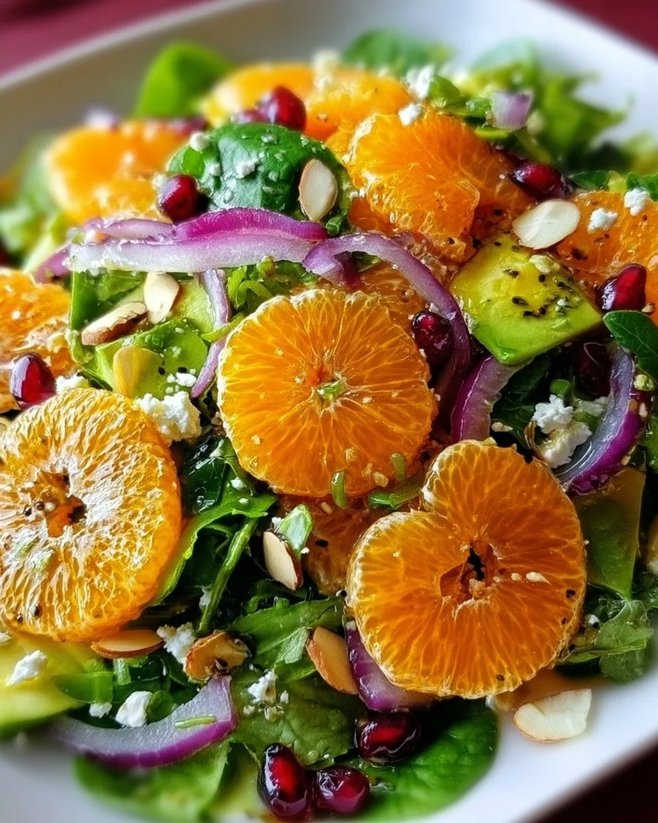 Fresh and vibrant Mandarin Orange Salad with mixed greens and citrus dressing