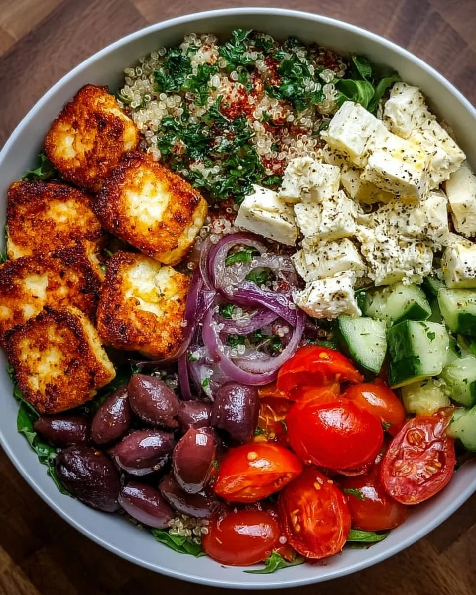Speedy Crispy Halloumi Greek Power Bowl